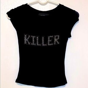 Sexy Glitter “killer” crop-tee Size Small